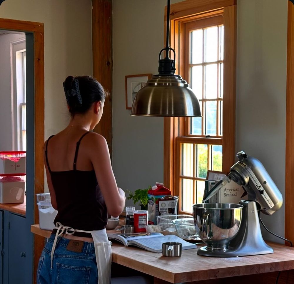 Victoria baking in the farmhouse kitchen